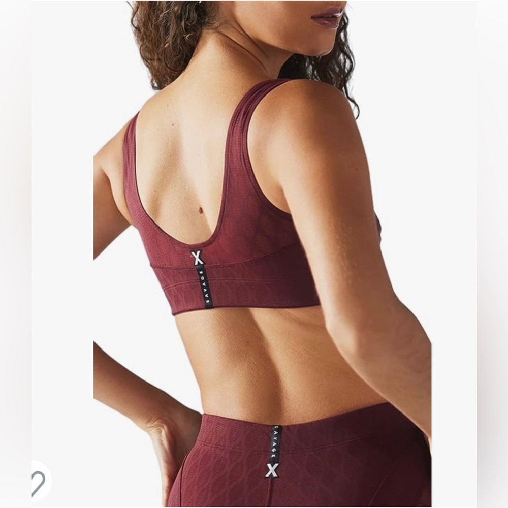 NWT SAVAGE X FENTY PEAK PERFORMANCE LOW IMPACT MESH SPORTS BRA RED COCOA - Picture 2 of 6